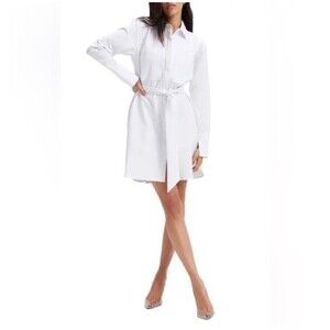 Good American Shirt Dress White Size XL 4 Tie Belt Pockets Cotton Blend